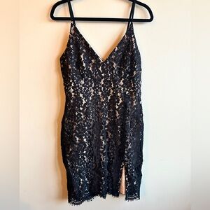 Lulus Black Lace Sleeveless Bodycon Dress (L)
